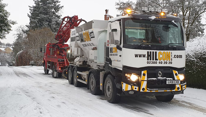 Hilcon lorry in the snow